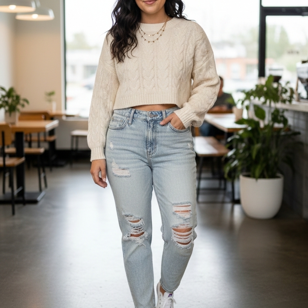 Aeropostale Light Blue Distressed Boyfriend Jeans